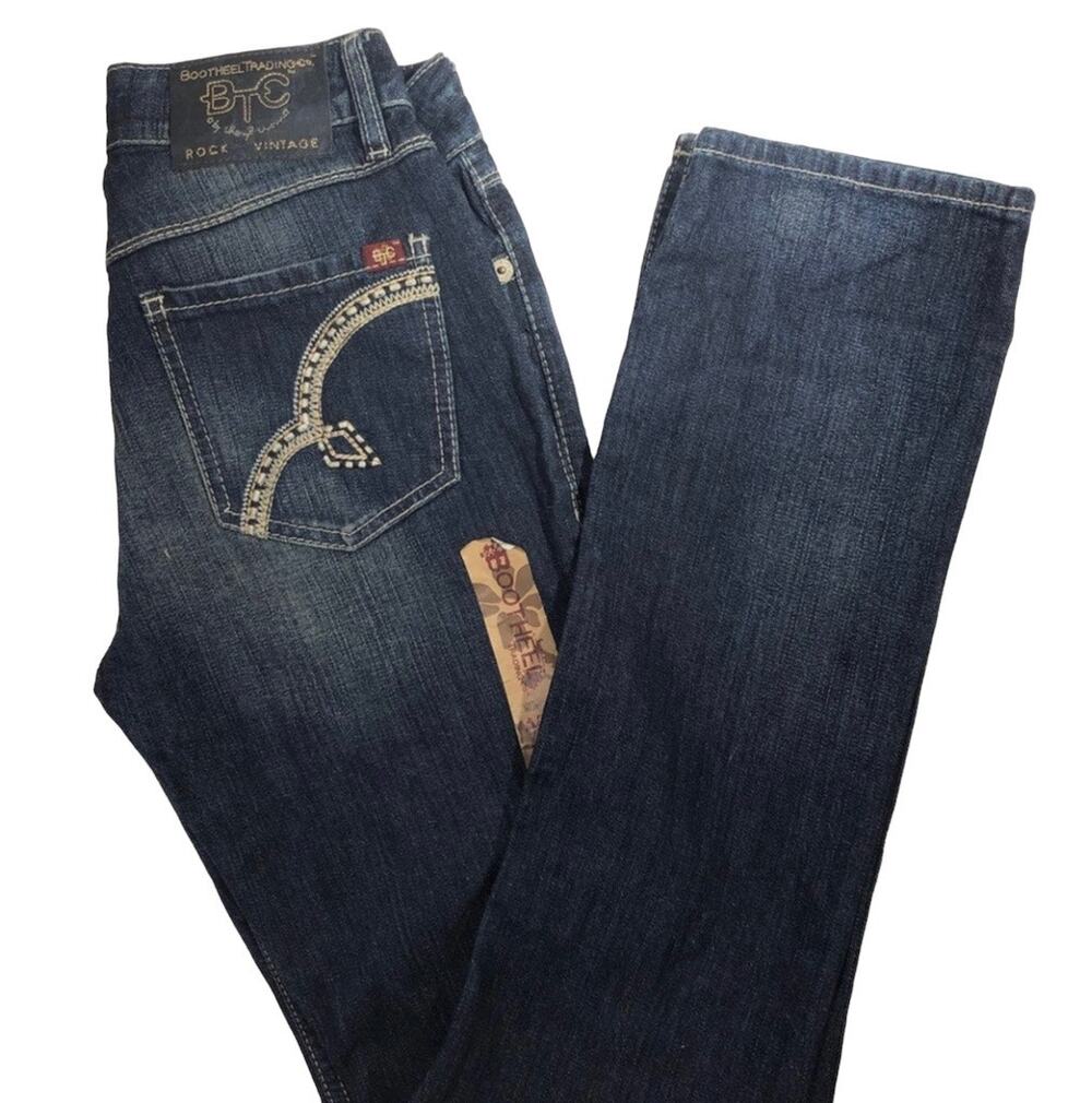 BTC Jeans Women Size 25 Bootheel Trading Co Jeans Kennett Straight inseam 32"